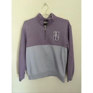 Original Use Men's Colorblock 1/4 Zip Pullover Sweatshirt Purple Grey 1986 Sz M